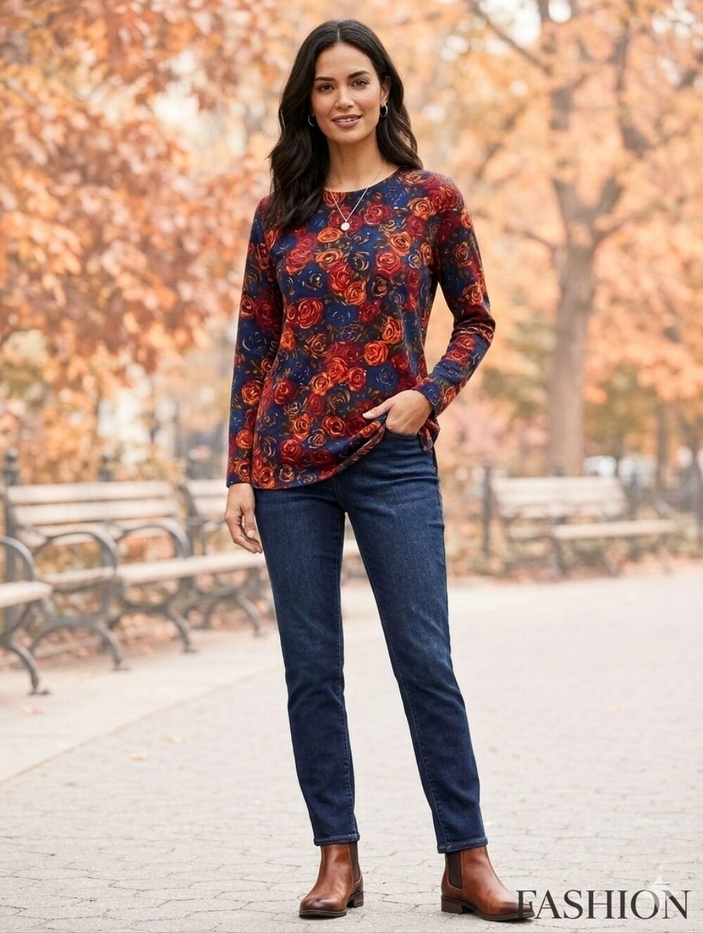 LIZ & CO TOP SIZE M IN A BEAUTIFUL COTTON POLYESTER BLEND